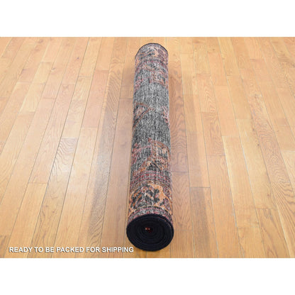 5'1"X13'3" Blue Vintage Baktiarjoon Hand Knotted Wool Wide Runner Rug