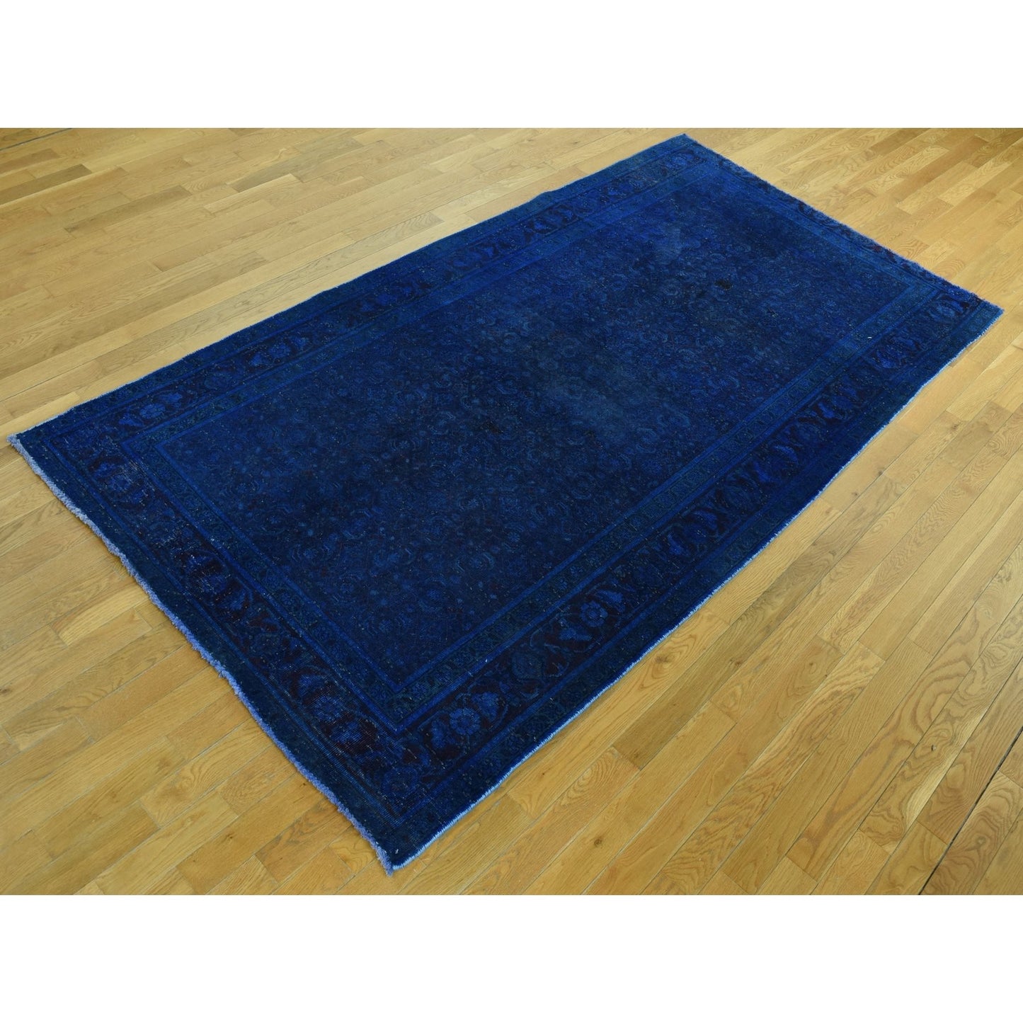 5'1"X10' Blue Hand Knotted Wool Zoroastrian Musel Wide Runner Rug
