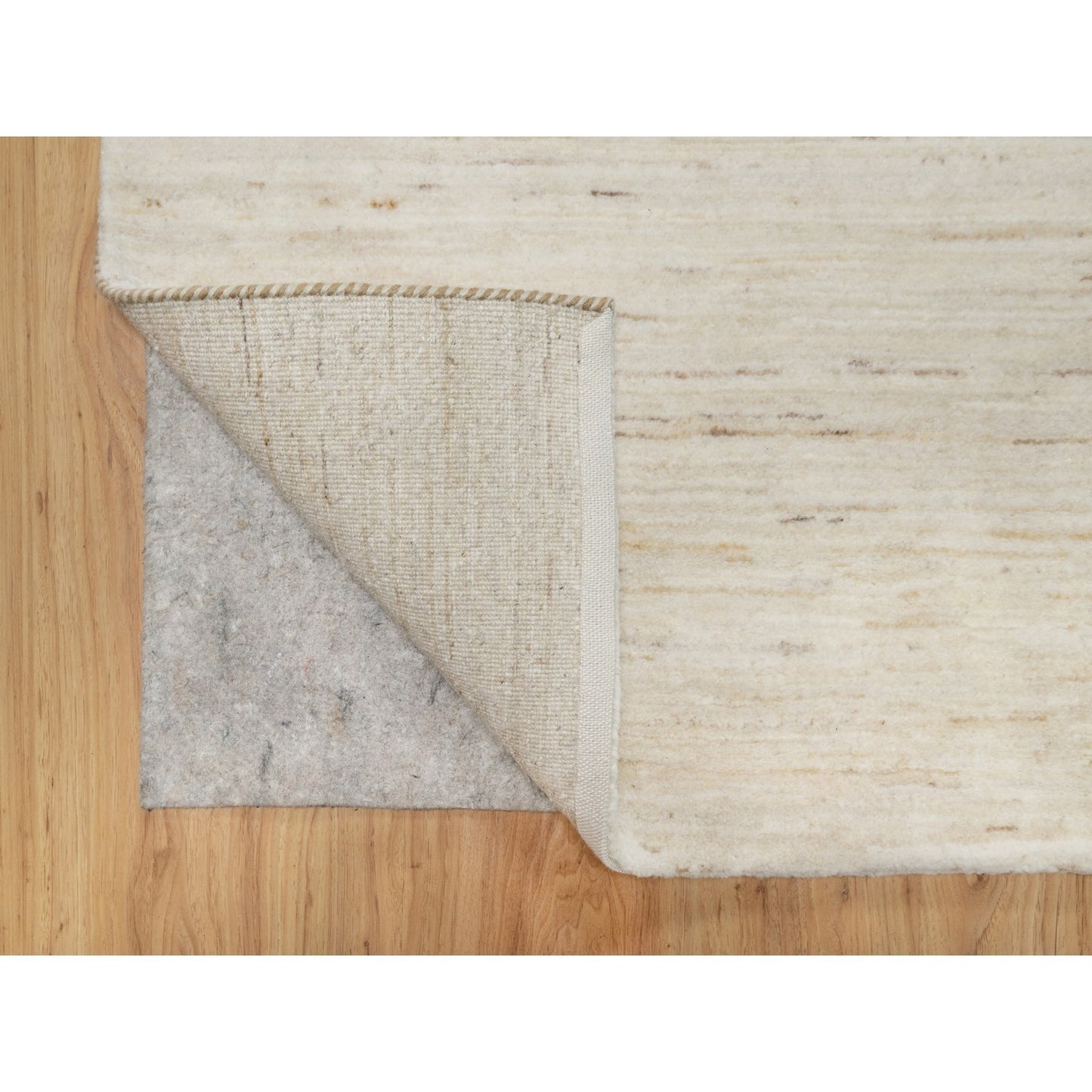 2'6"X13'10" White Hand Knotted Lori Buft Gabbeh Pure Wool Runner Rug