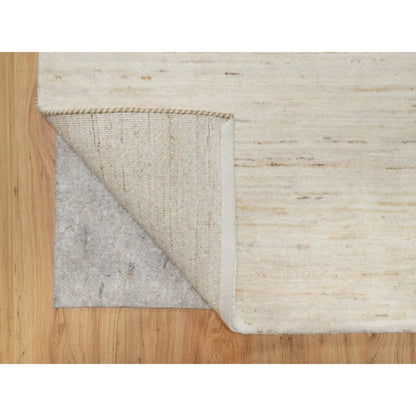 2'6"X13'10" White Hand Knotted Lori Buft Gabbeh Pure Wool Runner Rug