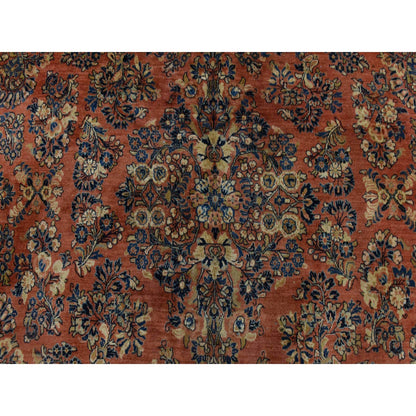 11'10"X15'6" Orange Antique Saroogh 100% Wool Hand Knotted Oriental Rug