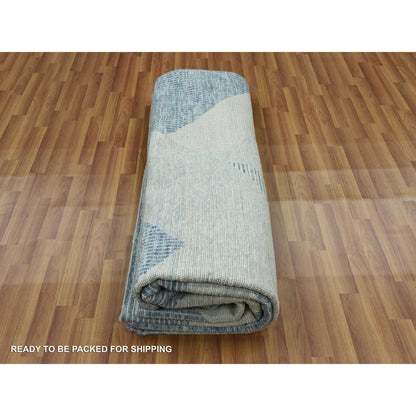 9'2"X12'3" Blue Wool Hand Knotted Geometric Art Deco Collection Rug