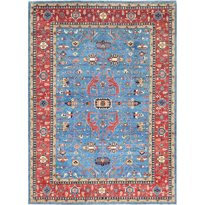 9'10"X13'6" Blue Afghan Peshawar Heris Wool Hand Knotted Oriental Rug