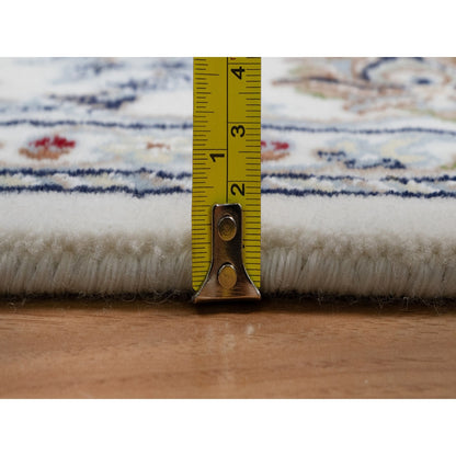 5'10"X9'2" Pearl White, 250 Kpsi, Hand Knotted Nain Wool And Silk Rug