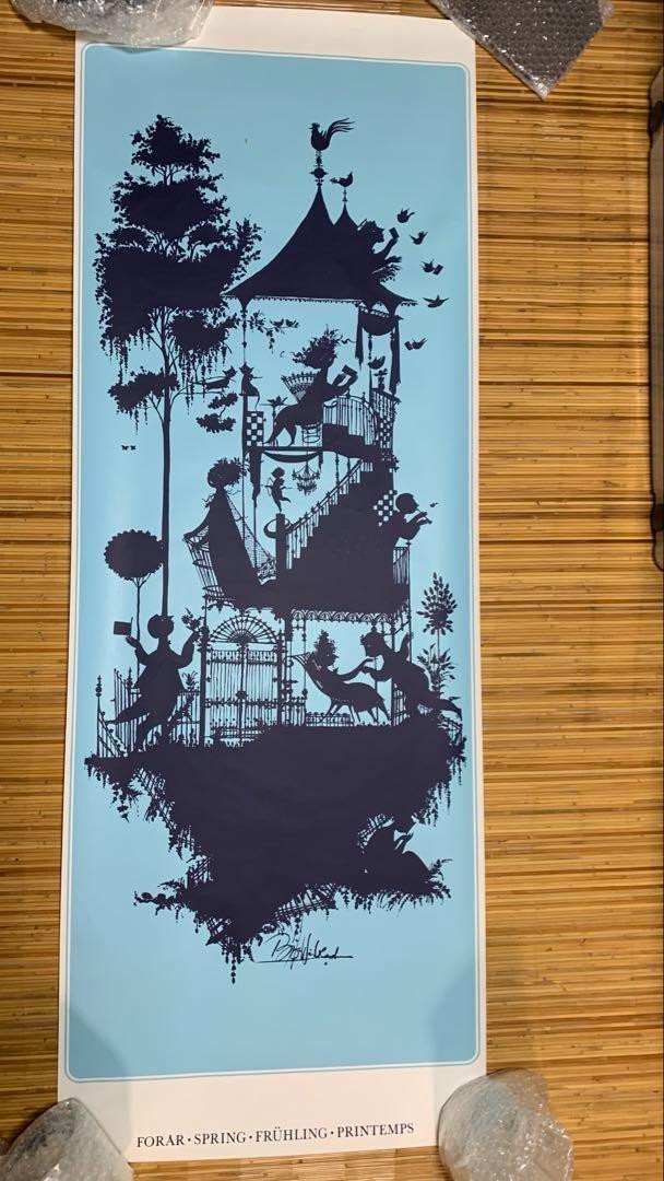 Bjorn Wiinblad Vintage Poster Autumn Season Large 140X50Cm Danish Silhouette Art