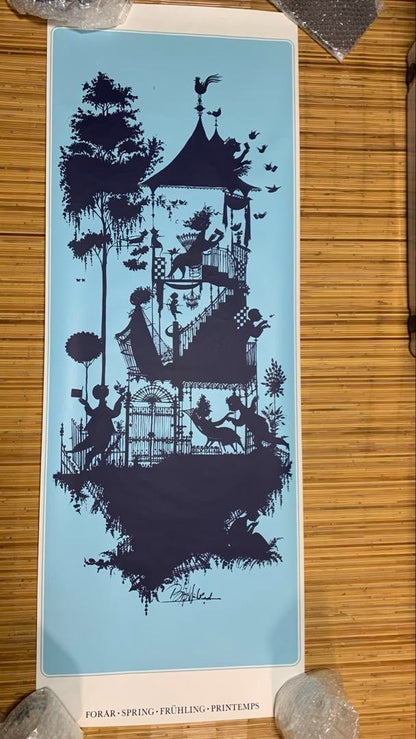 Bjorn Wiinblad Vintage Poster Autumn Season Large 140X50Cm Danish Silhouette Art