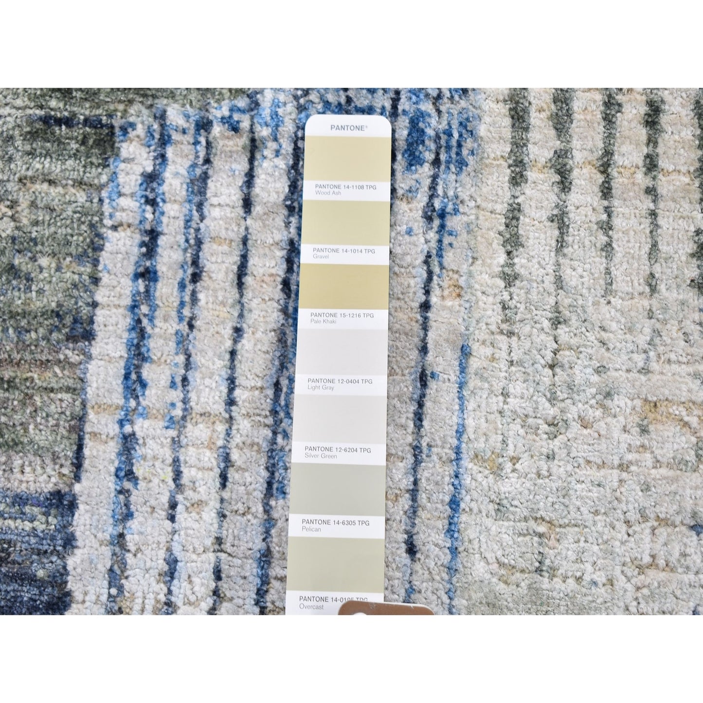 4'X10'2" The Intertwined Passage Wide Runner Silk With Textured Wool Rug