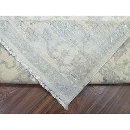 8'3"x9'8" Ivory White Wash Peshawar Organic Wool Hand Knotted Rug