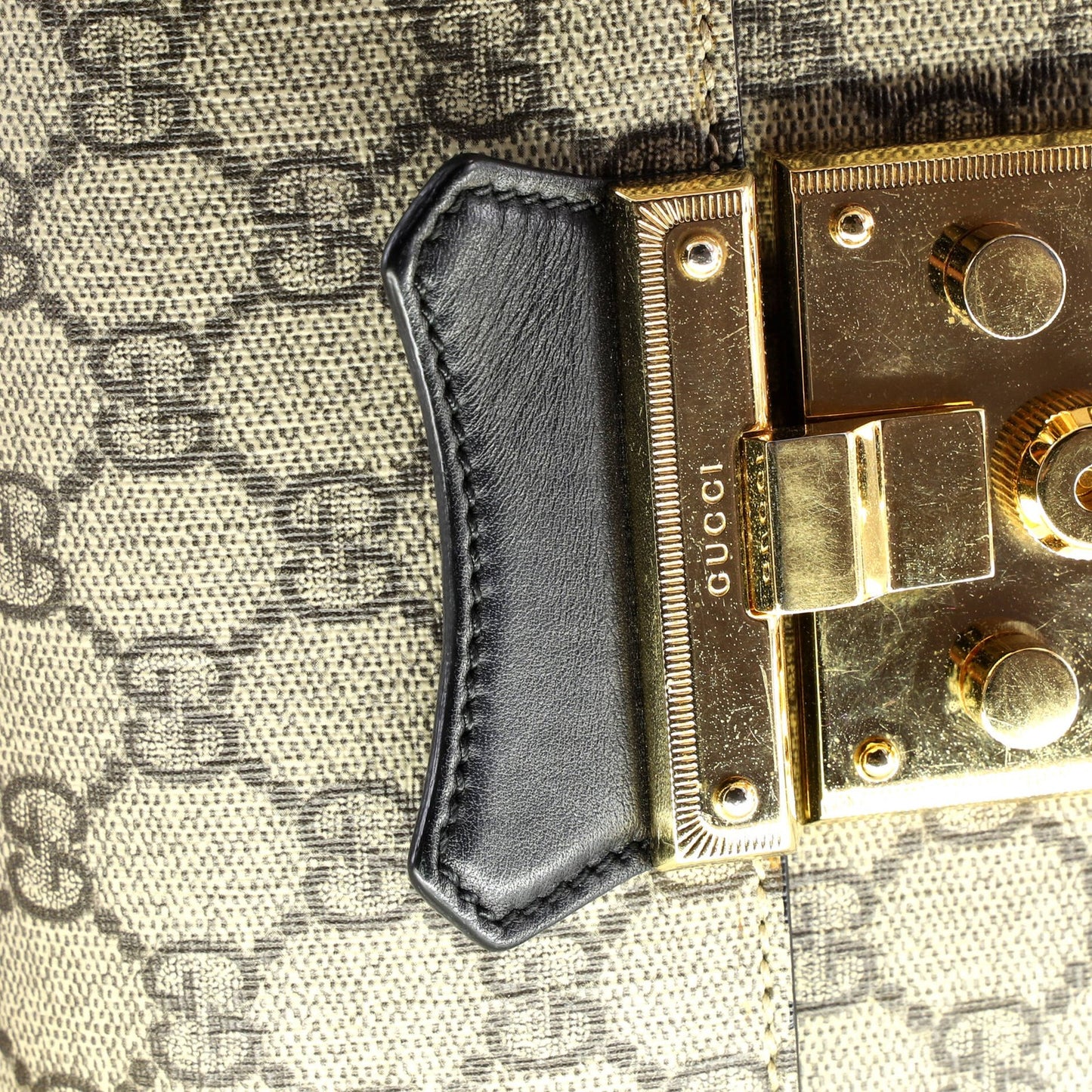 Gucci Padlock Bamboo Shoulder Bag Gg Coated Canvas Small