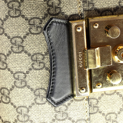 Gucci Padlock Bamboo Shoulder Bag Gg Coated Canvas Small