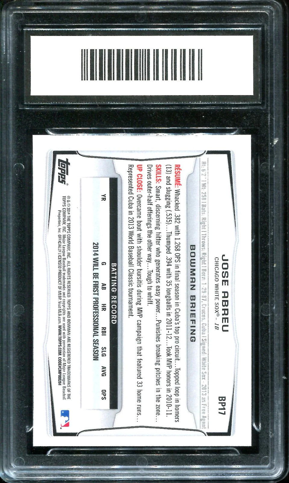 Jose Abreu 2014 Bowman Purple Rookie (Gma)