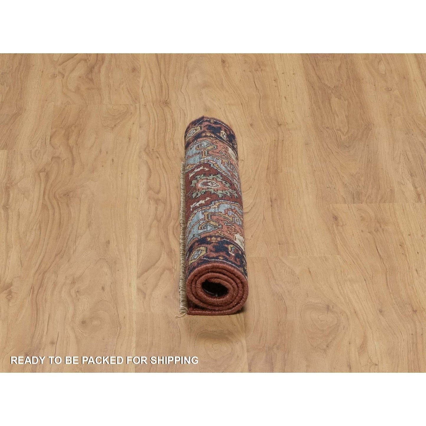 2'X3'1" Red Antiqued Heris Re-Creation Hand Knotted New Zealand Wool Rug