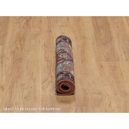 2'X3'1" Red Antiqued Heris Re-Creation Hand Knotted New Zealand Wool Rug