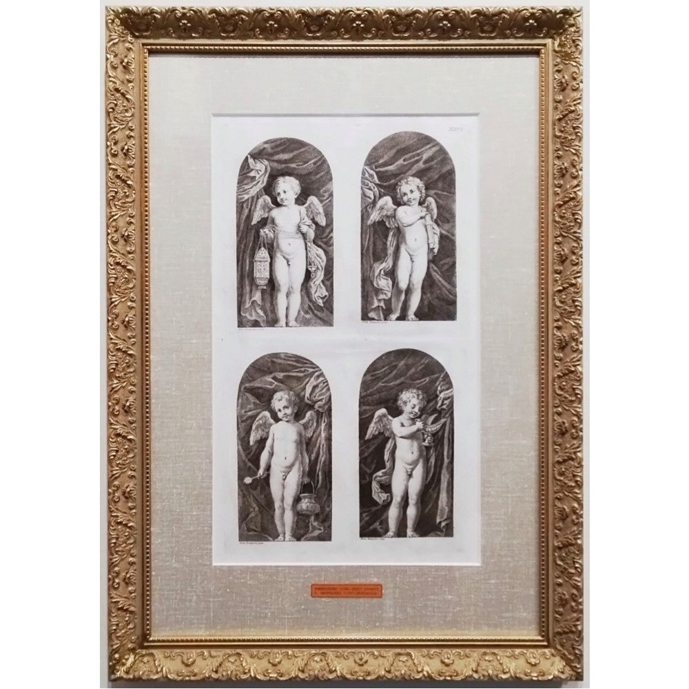 Print Francesco Bartolozzi after Domenichino 1762 Engraving -Four Angels Antique