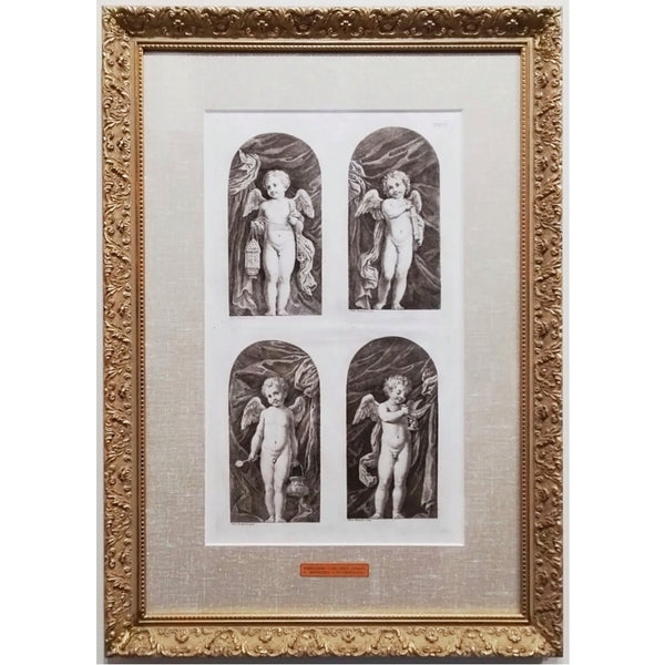 Print Francesco Bartolozzi after Domenichino 1762 Engraving -Four Angels Antique