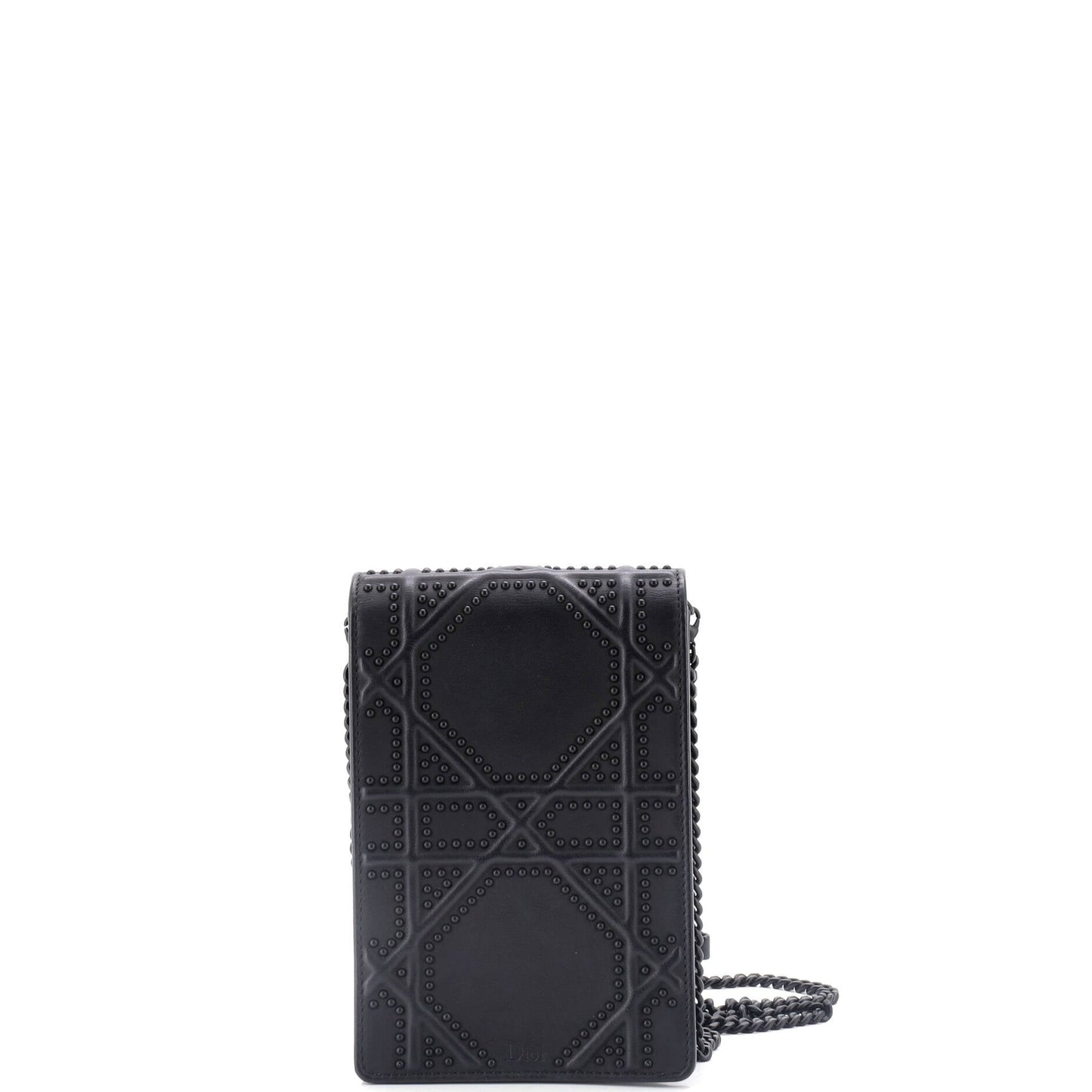 Christian Dior Ultra Matte Diorama Vertical Clutch On Chain Studded Leather