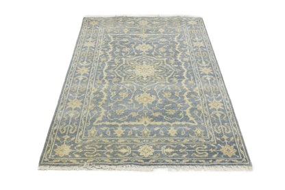 4x6ft Hand-Knotted Oriental Rug Floral Style Transitional Bedroom Carpet