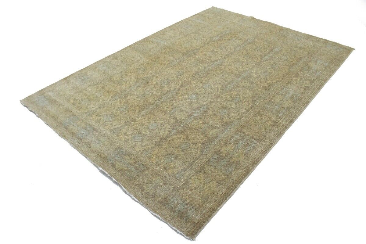 6X9 Ft Hand-Knotted Wool Chobi Peshawar Rug Muted