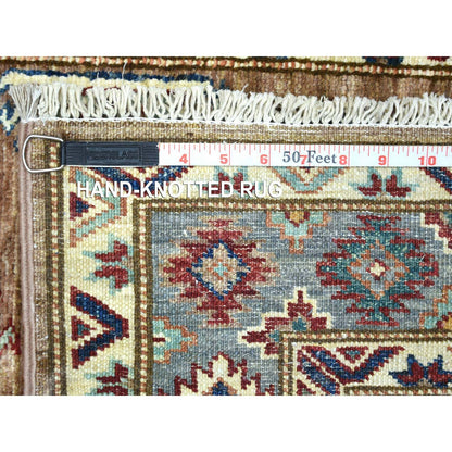 2'8"X8'6" Brown Afghan Super Kazak Hand Knotted Ghazni Wool Runner Rug