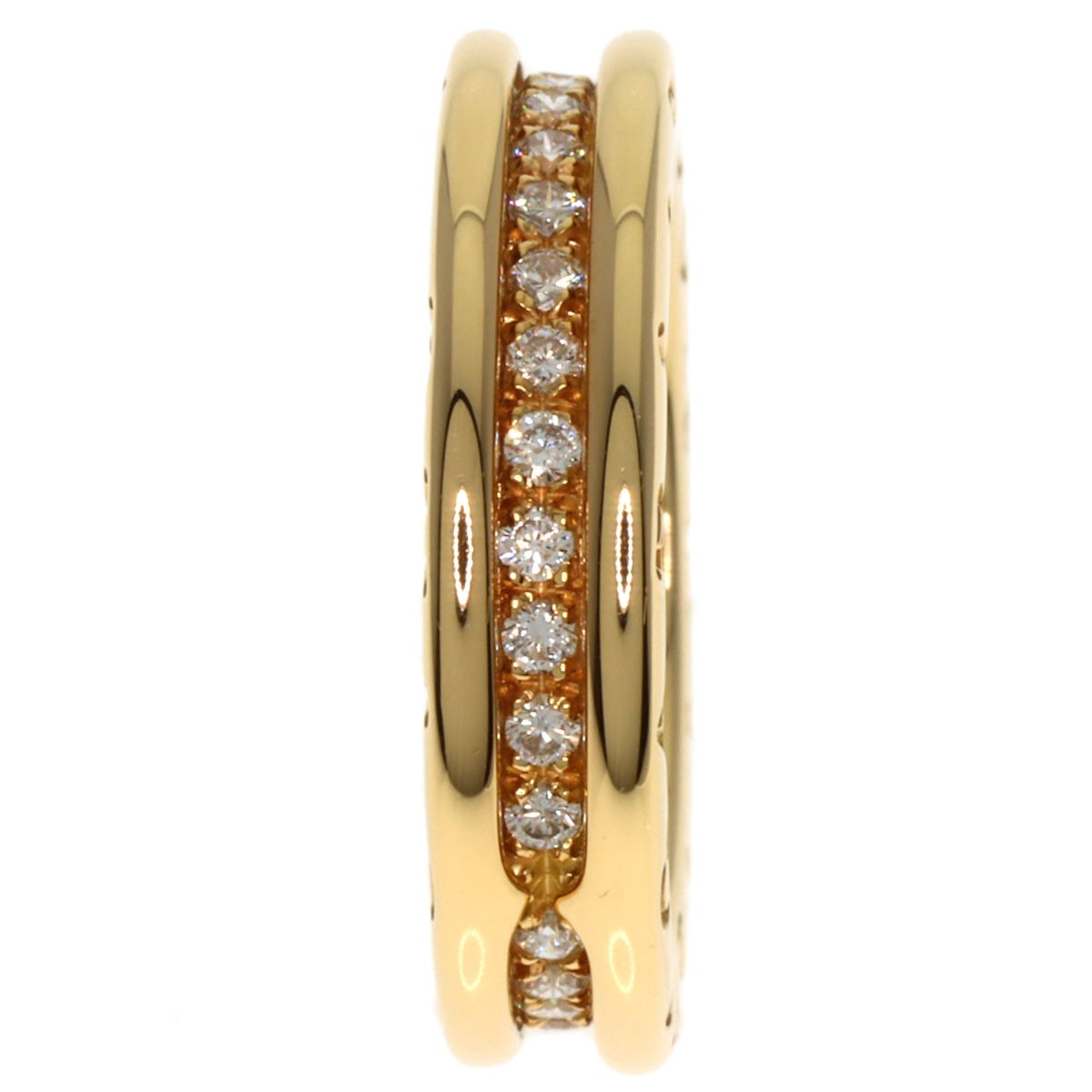 Gold BVLGARI B.zero1 1 Band Full Diamond #49 Ring K18 Yellow