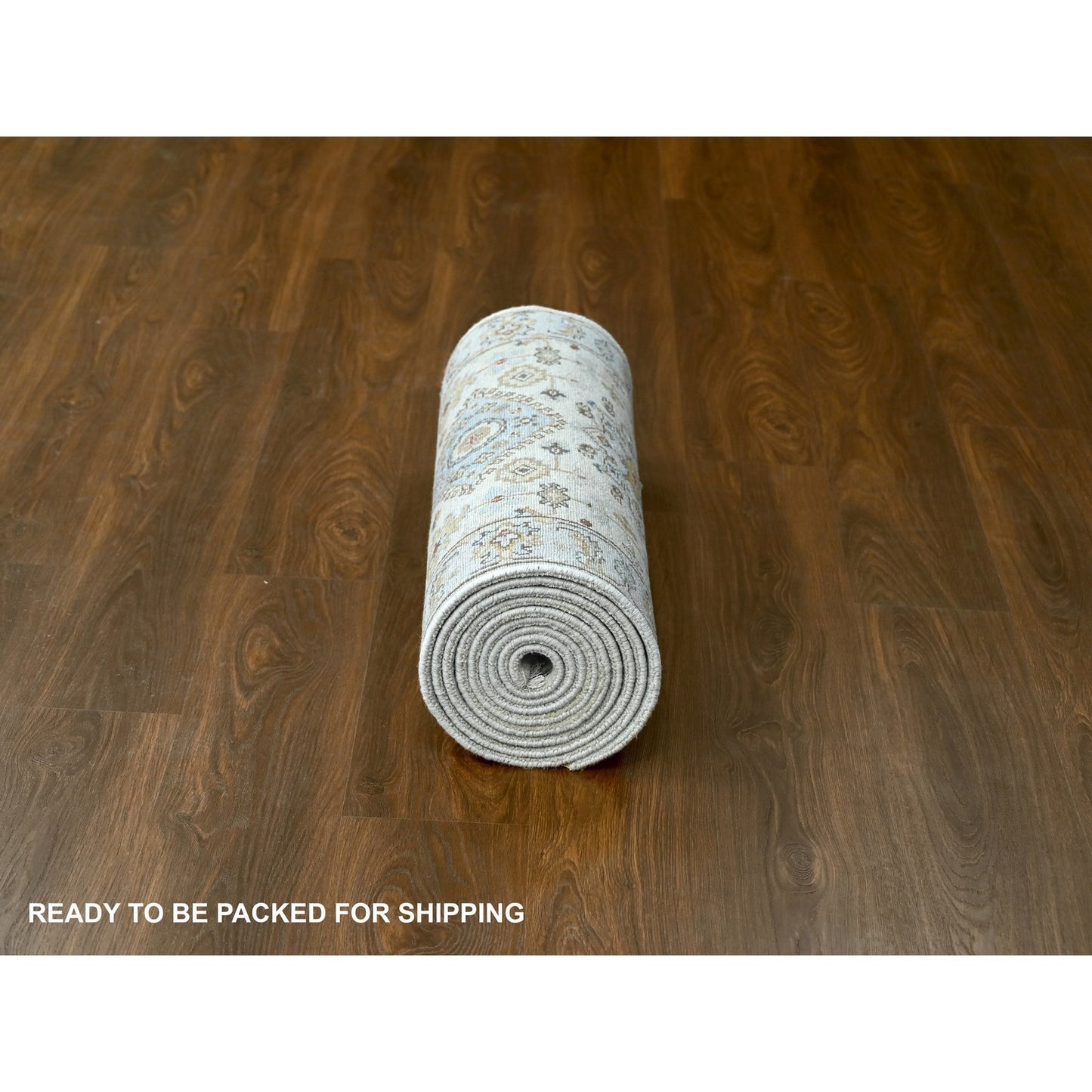 2'9"X13'8" Snowbound White Hand Knotted Karjihooz 100% Wool Runner Rug