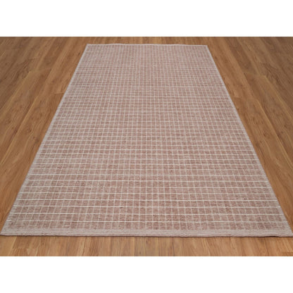 8'1"X10' Rose Pink Modern Plain Decor Box Design Loomed Knotted Wool Rug
