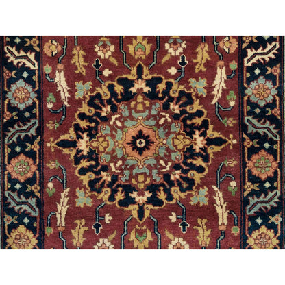 2'8"X12' Red Antiqued Saroogh Re-Creation Wool Hand Knotted Runner Rug