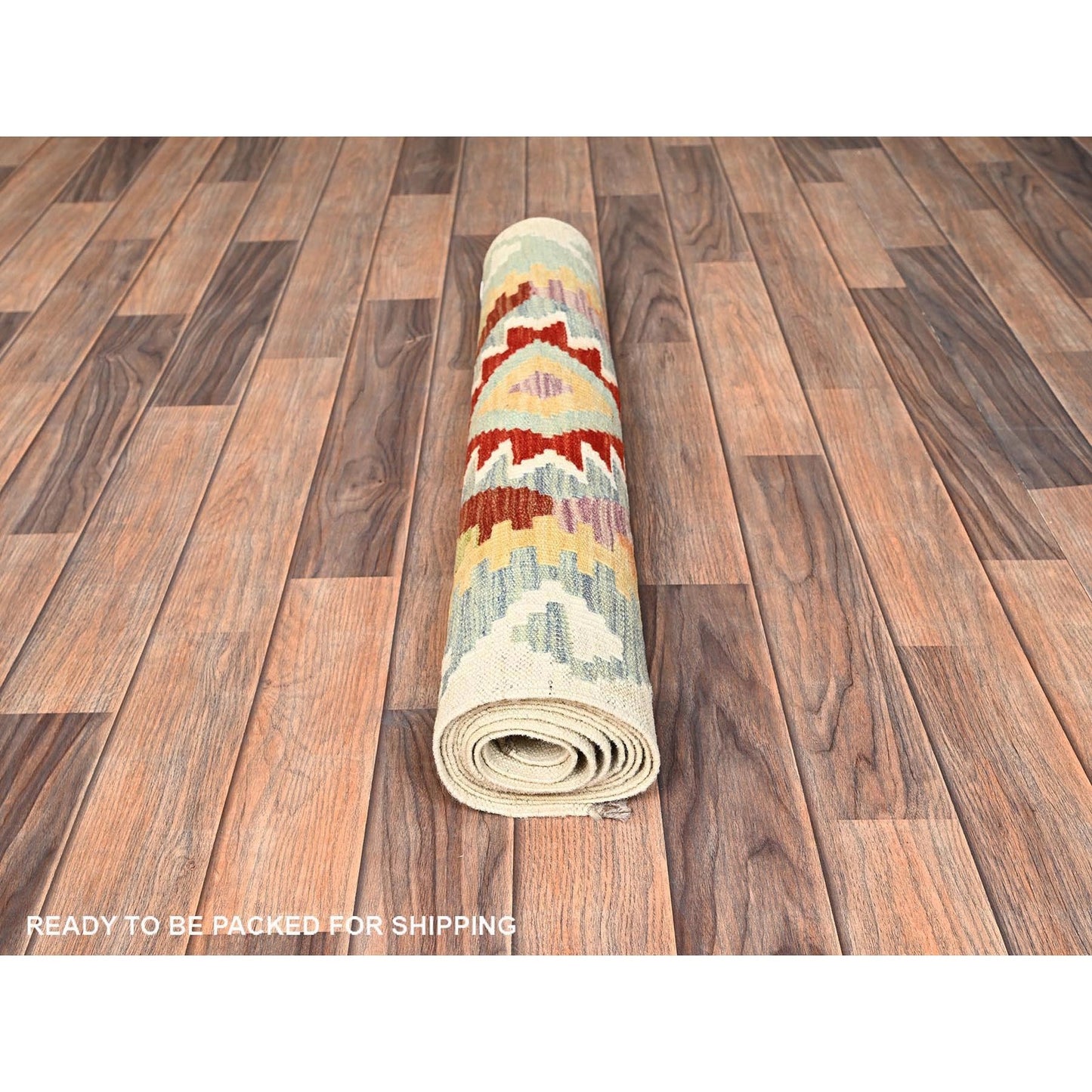 2'8"X8'3" Colorful Afghan Kilim 100% Wool Rug Flat Weave Hand Woven Runner