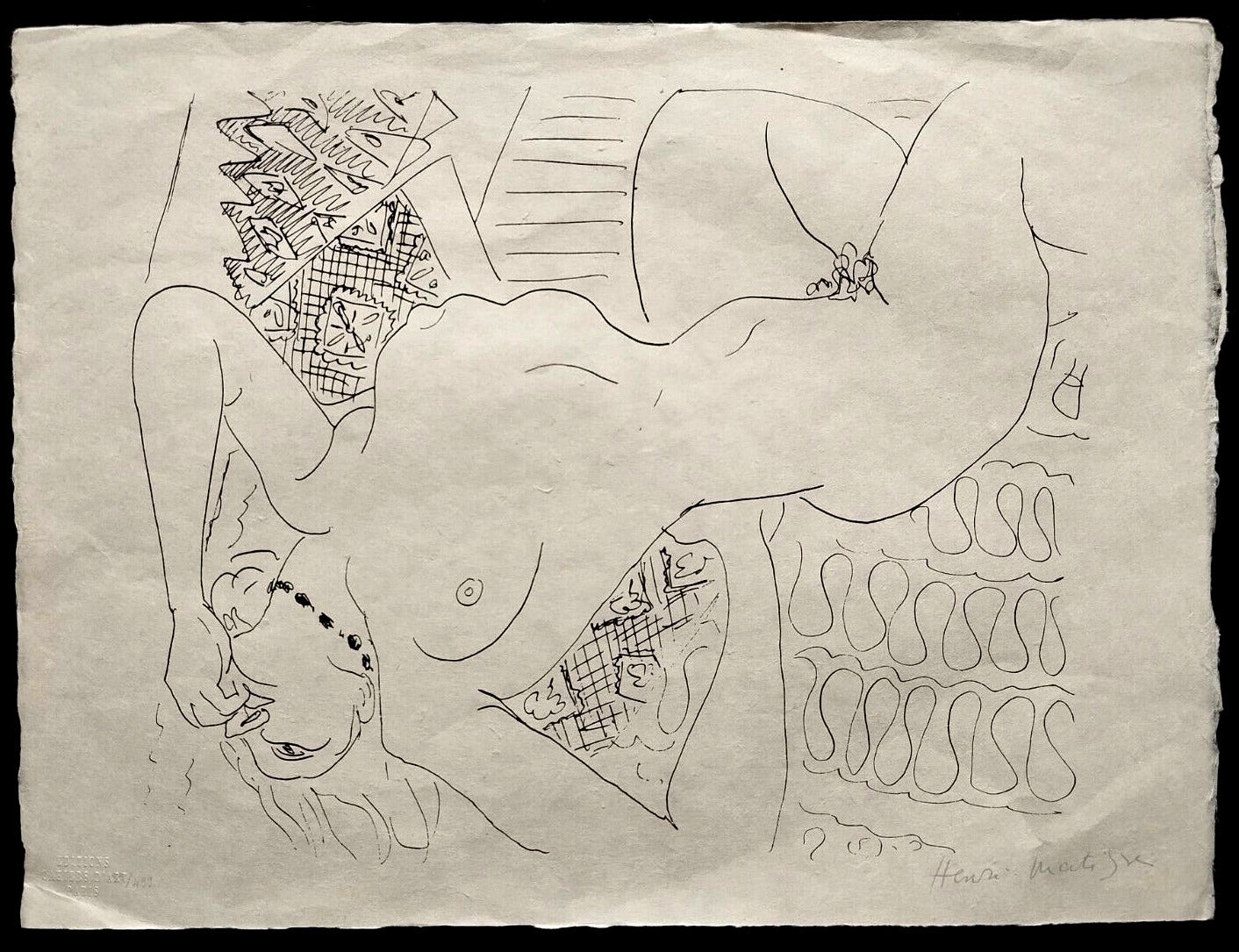 Henri Matisse Lithograph Coa Contract Signed By Hand Numbered In Pencil Crayon