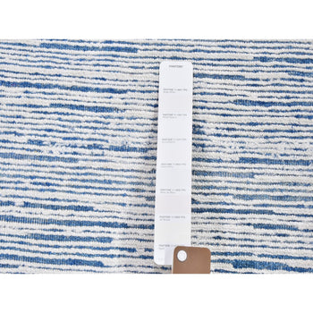 2'X3' Blue Silk With Text Wool Striae Design Hand Knotted Oriental Rug