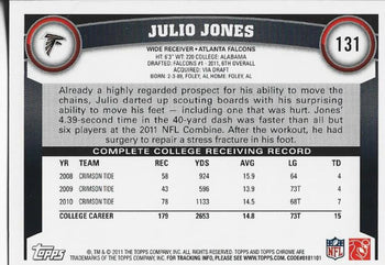 #131 Julio Jones 2011 Topps Chrome Rookie Card