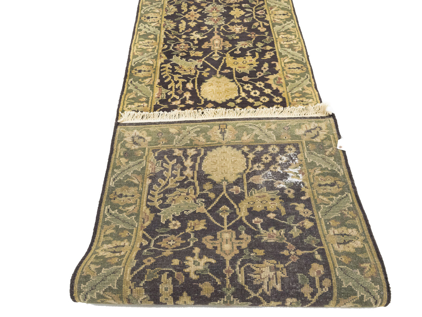 Hand-Knotted Agra Jaipur Floral Oriental Runner