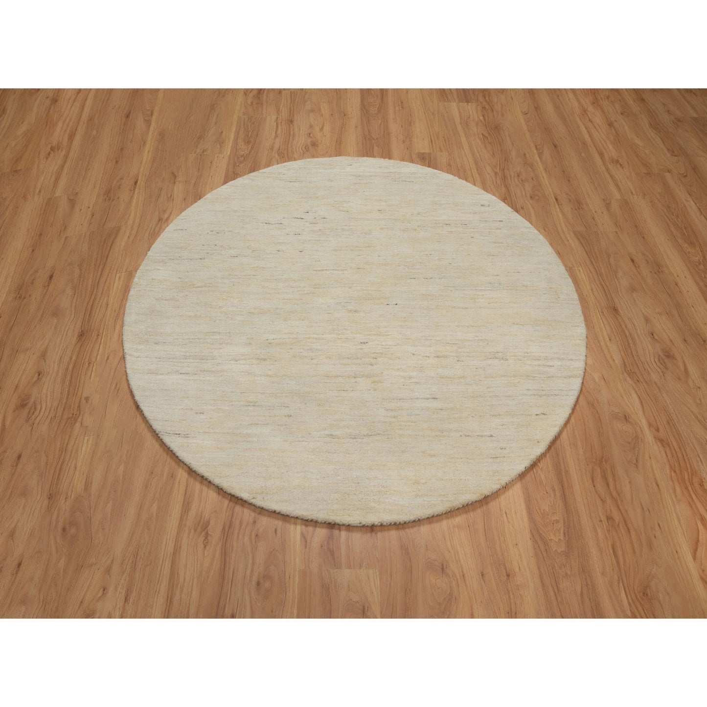 5'X5' White Modern Plain Design Lori Buft All Wool Hand Knotted Round Rug