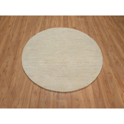 5'X5' White Modern Plain Design Lori Buft All Wool Hand Knotted Round Rug