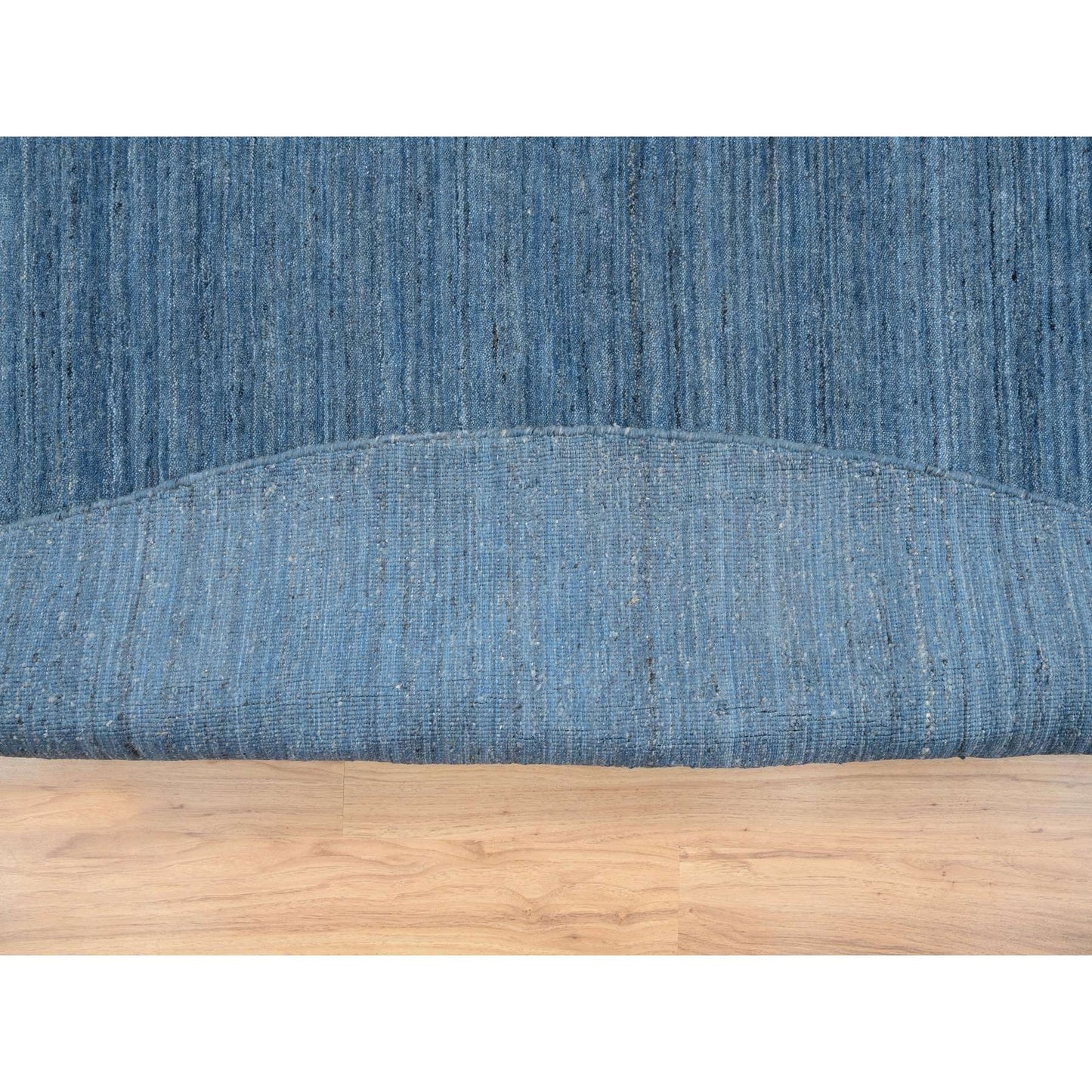 11'9"X11'9" Denim Blue Pure Wool Hand Loomed Modern Design Round Rug