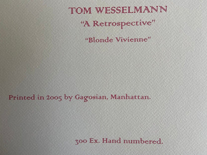 Tom Wesselmann Lithograph Coa Original Hand-Numbered Signed Published
