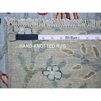 2'9"X7'7" Ash Gray Afghan Peshawar Wool Hand Knotted Runner Oriental Rug