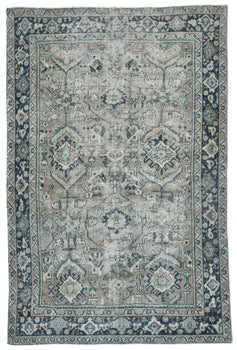 Antique Hand-Knotted Oriental Rug 7X10 Ft Floral