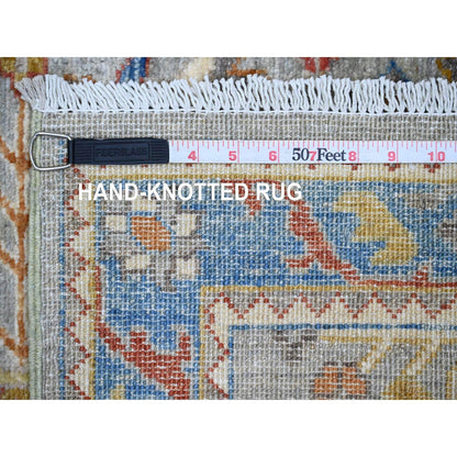 2'7"X10'2" Gray Caucasian Akstafa Design All Wool Hand Knotted Runner Rug