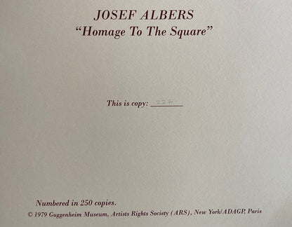 Josef Albers Lithograph Guggenheim Museum Coa Numbered In Pencil