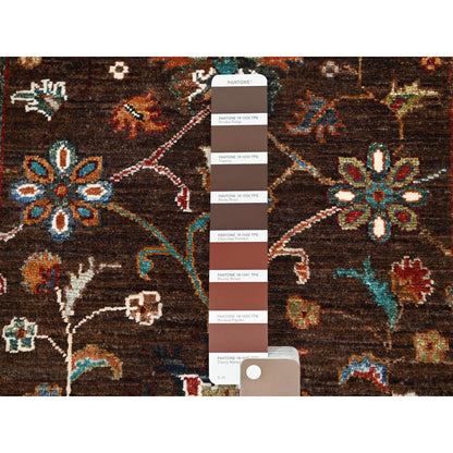 2'8"X8'5" Brown Flower Blossom Design Oriental Afghan Sultani Runner Rug