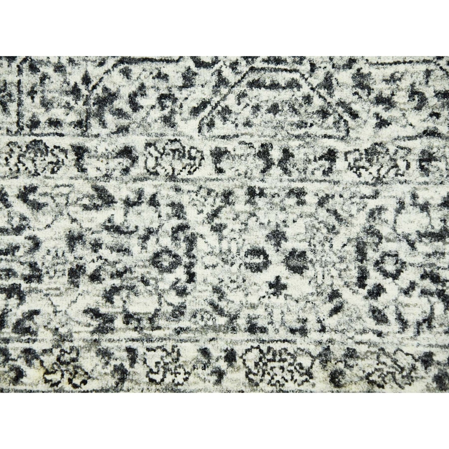 6'1"X9'3" White Hand Knotted Mamluk Dynasty Design Undyed 100% Wool Rug