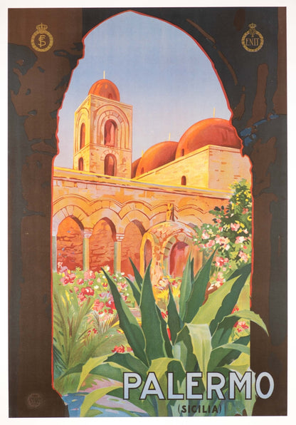 Palermo C1930 Poster Done By Amarzi Of Roma Enit Italian Railways Poster