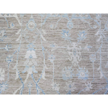 8'9"X12' Brown White Wash Peshawar Wool Hand Knotted Oriental Rug