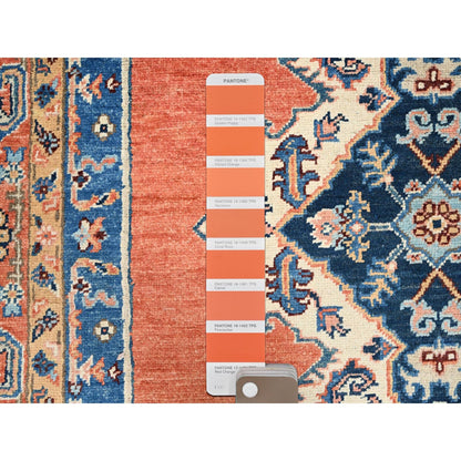 4'9"X6'6" Persimmon Orange Afghan Seeripe Heris Wool Hand Knotted Rug
