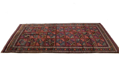 Vintage Violet Brown Oriental Rug Tribal Design