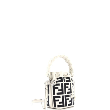Fendi Woven Handle Mon Tresor Bucket Bag Zucca Embroidered Canvas Mini