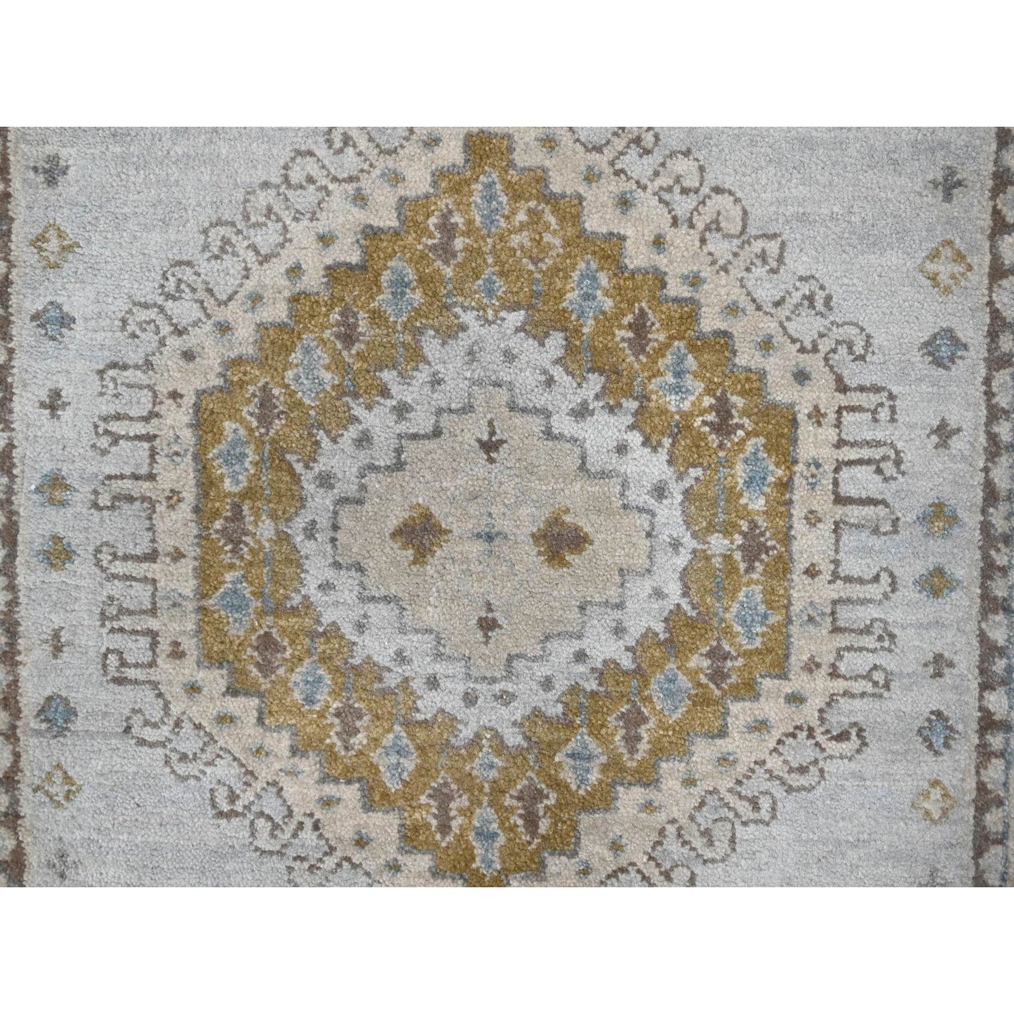 2'7"X19'10" Gray Hand Knotted Pure Wool Zoroastrian Village Xl Runner Rug