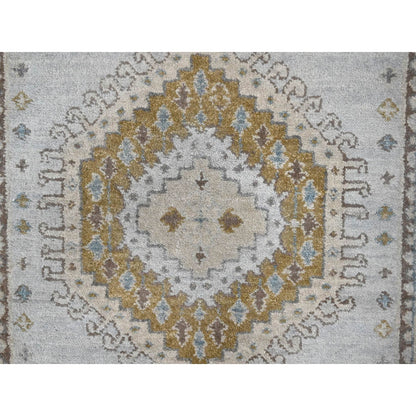 2'7"X19'10" Gray Hand Knotted Pure Wool Zoroastrian Village Xl Runner Rug