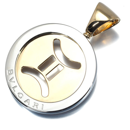 Bvlgari Pendant Pisces Tondo Zodiac 18K 750 Yellow Gold/Stainless Steel